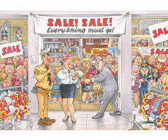 Jumbo Puzzles 1000 pcs - WASGIJ Retro Mystery: #7, Everything Must Go!