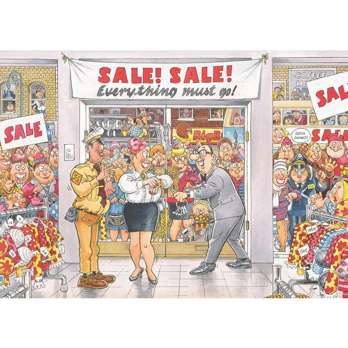 Jumbo Puzzles 1000 pcs - WASGIJ Retro Mystery: #7, Everything Must Go!
