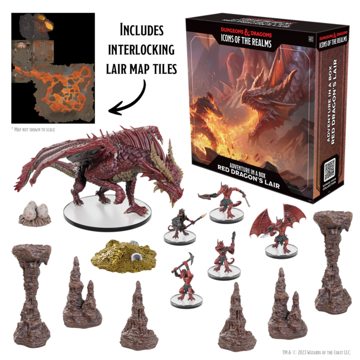 Wizkids/NECA LLC D&D Icons of the Realms: Adventure in a Box - Dragon's Lair Premium Painted Miniature Set