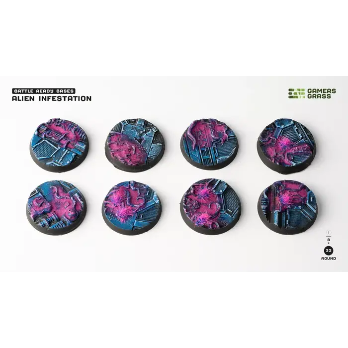 Gamers Grass Gamers Grass Battle Ready Bases - Alien Infestation 32mm
