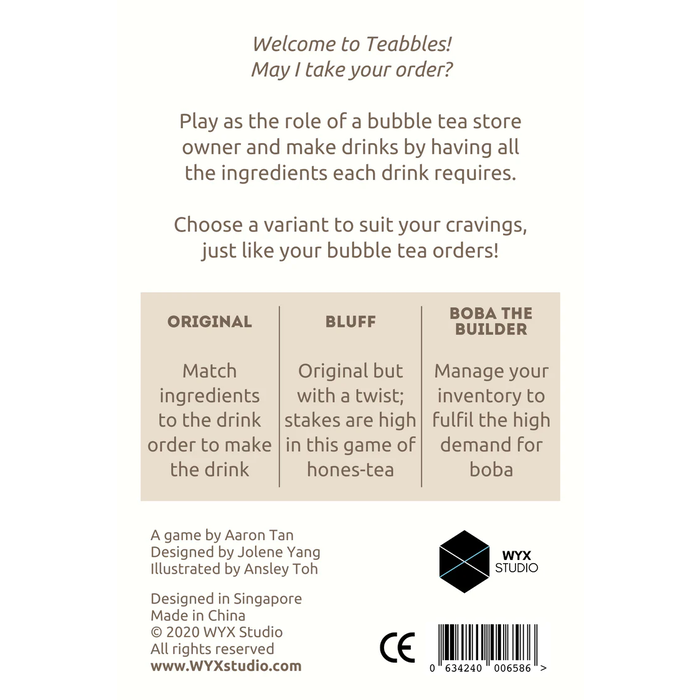 Misc Board Games Teabbles: That Bubble Tea Game