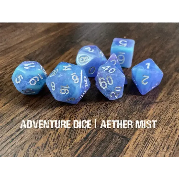 Adventure Dice 7-Piece RPG Dice Set: Sky Themed