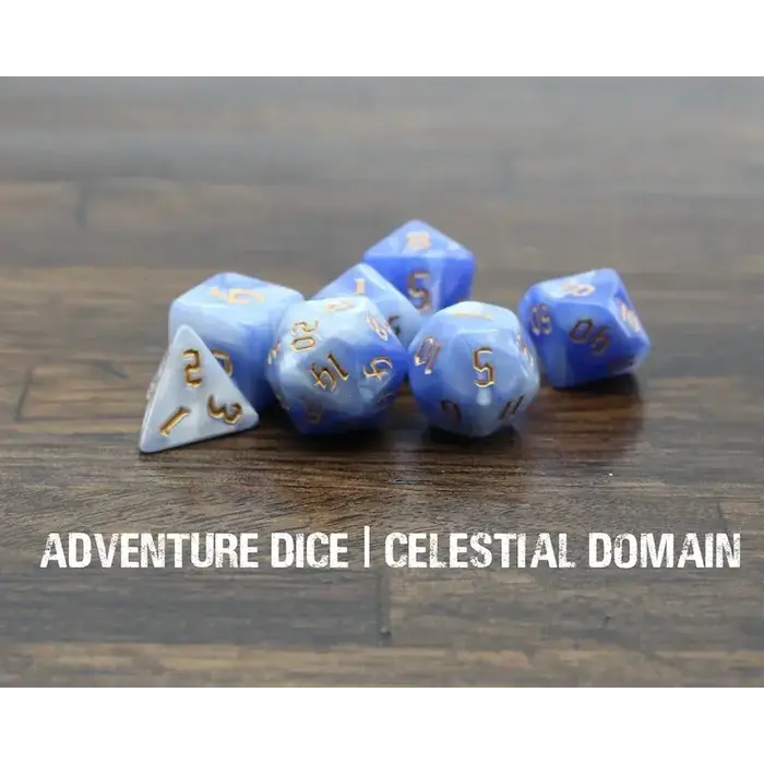 Adventure Dice 7-Piece RPG Dice Set: Sky Themed