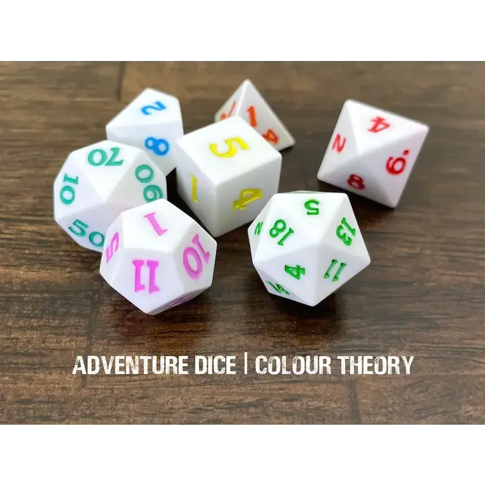Adventure Dice 7-Piece RPG Dice Set: Sharp Edge Colour Theory