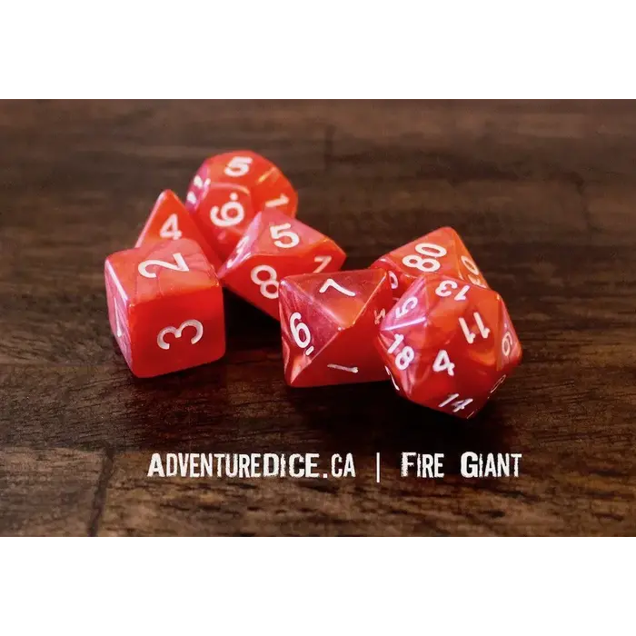 Adventure Dice 7-Piece RPG Dice Set: RPG Themed Fire Giant