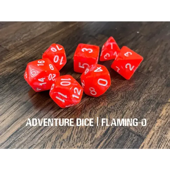 Adventure Dice 7-Piece RPG Dice Set: RPG Themed Flaming-O