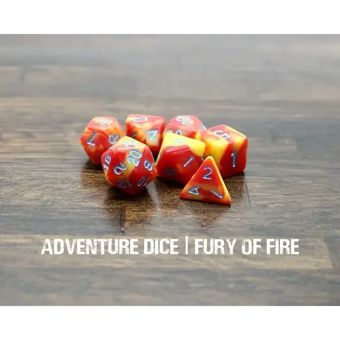 Adventure Dice 7-Piece RPG Dice Set: RPG Themed Fury of Fire