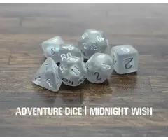 Adventure Dice 7-Piece RPG Dice Set: Night Themed Midnight Wish