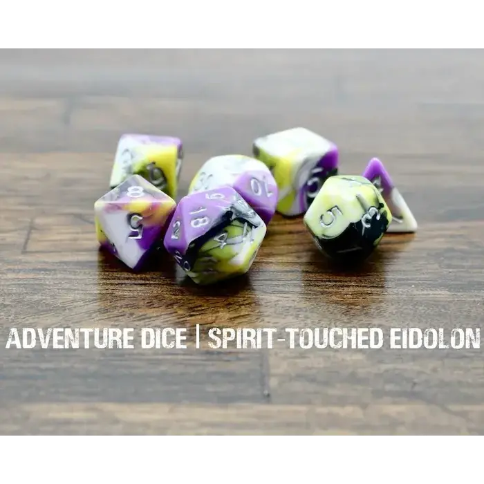 Adventure Dice 7-Piece RPG Dice Set: RPG Themed Spirit-Touched Eidolon