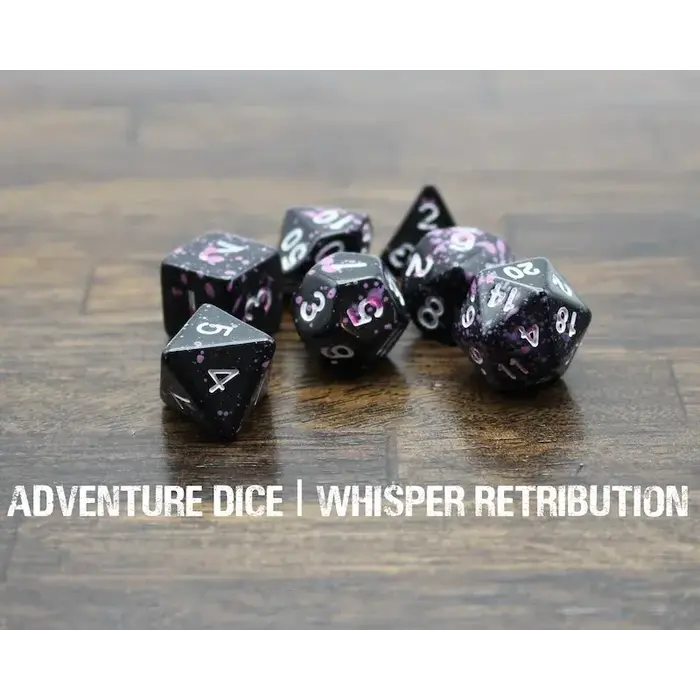 Adventure Dice 7-Piece RPG Dice Set: RPG Themed Whisper Retribution