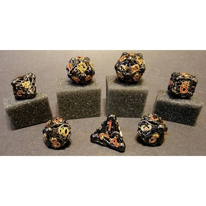 Fifteen4Two Ventures 7-Piece Hollow Metal RPG Dice Set