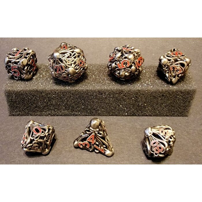 Fifteen4Two Ventures 7-Piece Hollow Metal RPG Dice Set