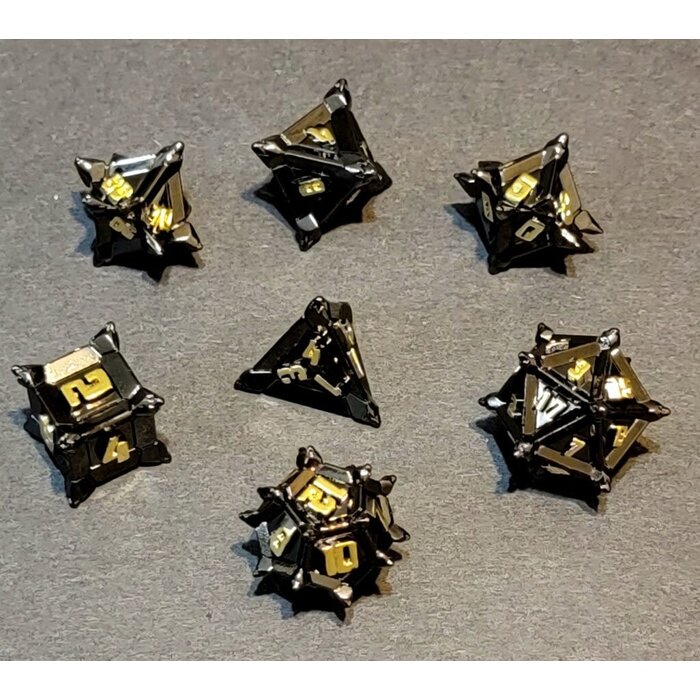 Fifteen4Two Ventures 7-Piece Metal RPG Dice Set - Shadow Spike