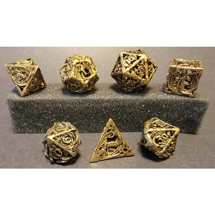Fifteen4Two Ventures 7-Piece Hollow Metal RPG Dice Set