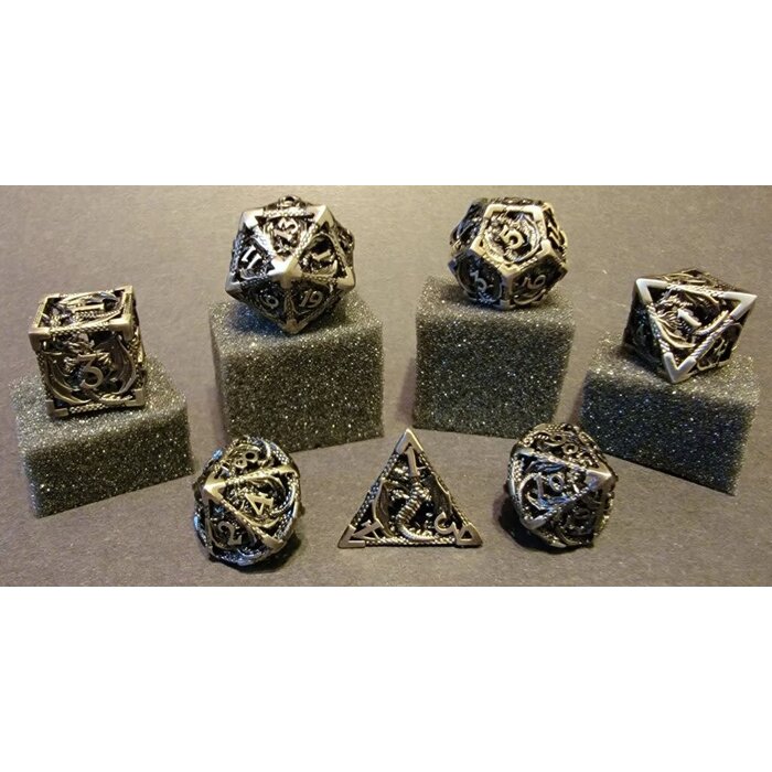 Fifteen4Two Ventures 7-Piece Hollow Metal RPG Dice Set
