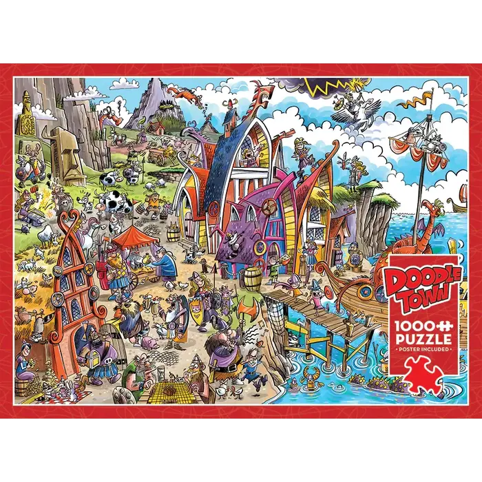 Cobble Hill Puzzles 1000 pcs - DoodleTown: Viking Village