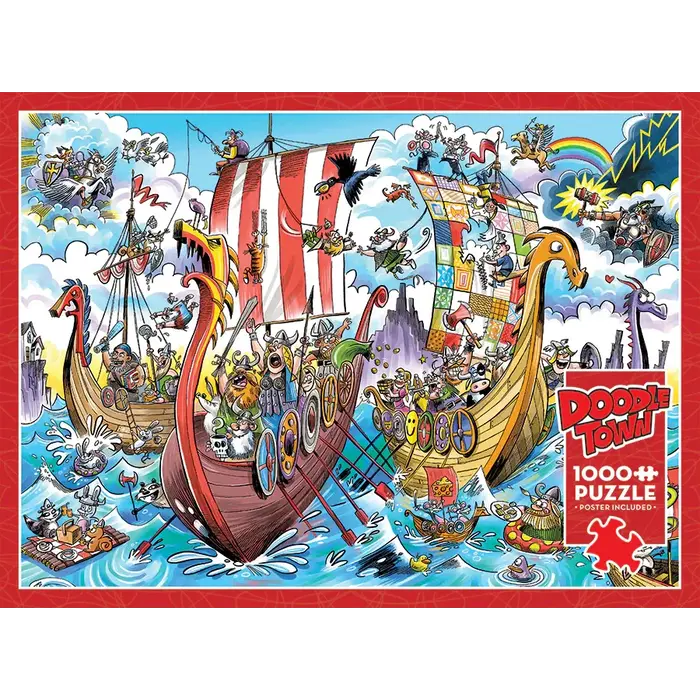 Cobble Hill Puzzles 1000 pcs - DoodleTown: Viking Voyage