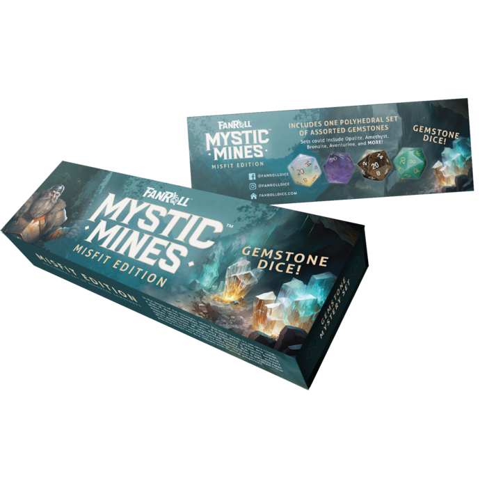 Fanroll Misfit Dice Mystery Box - Mystic Mines Gemstone 7-Piece RPG Set