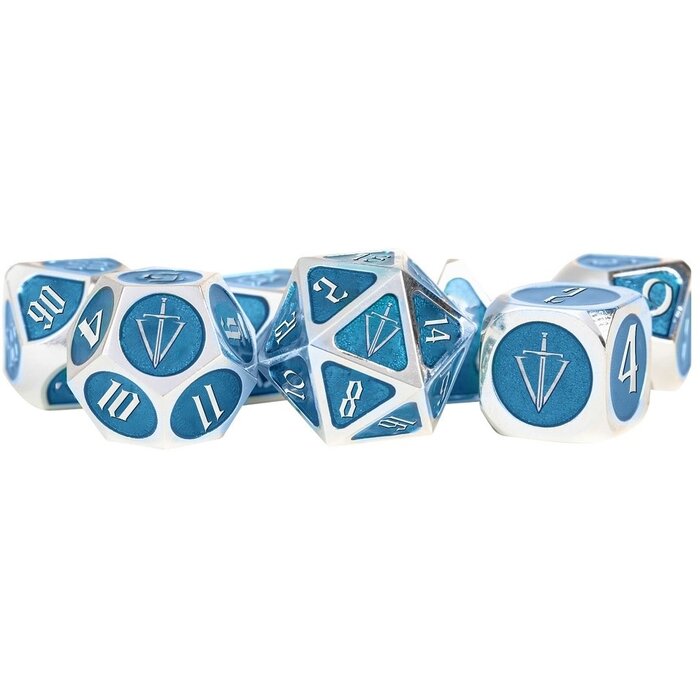 Fanroll Tales of the Valiant RPG: Metal Dice Set (Silver/Light Blue)