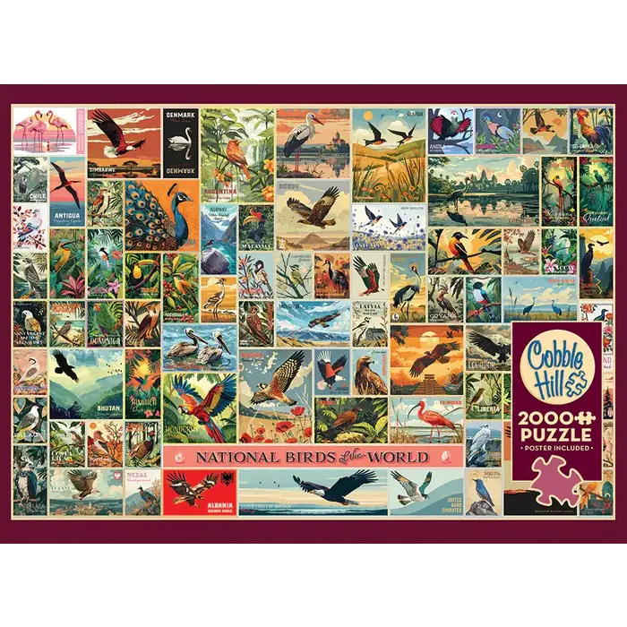 Cobble Hill Puzzles 2000 pcs - National Birds of the World (AI Assistance)