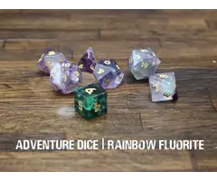 Adventure Dice 7-Piece RPG Premium Gemstone Dice Set: Rainbow Fluorite