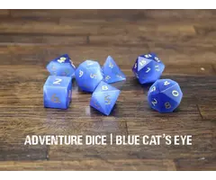 Adventure Dice 7-Piece RPG Premium Gemstone Dice Set: Blue Cat's Eye