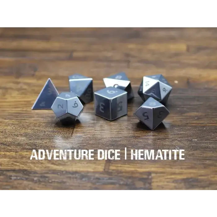 Adventure Dice 7-Piece RPG Premium Gemstone Dice Set: Hematite