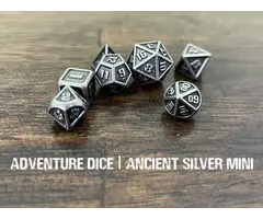 Adventure Dice Mini 7-Piece RPG Premium Metal Dice Set: Ancient Silver