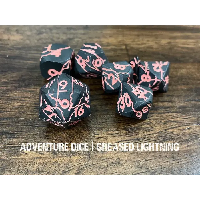 Adventure Dice 7-Piece RPG Premium Metal Dice Set: Greased Lightning