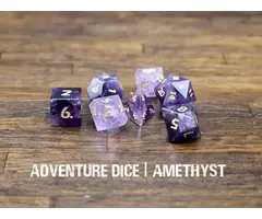 Adventure Dice 7-Piece RPG Premium Gemstone Dice Set: Amethyst