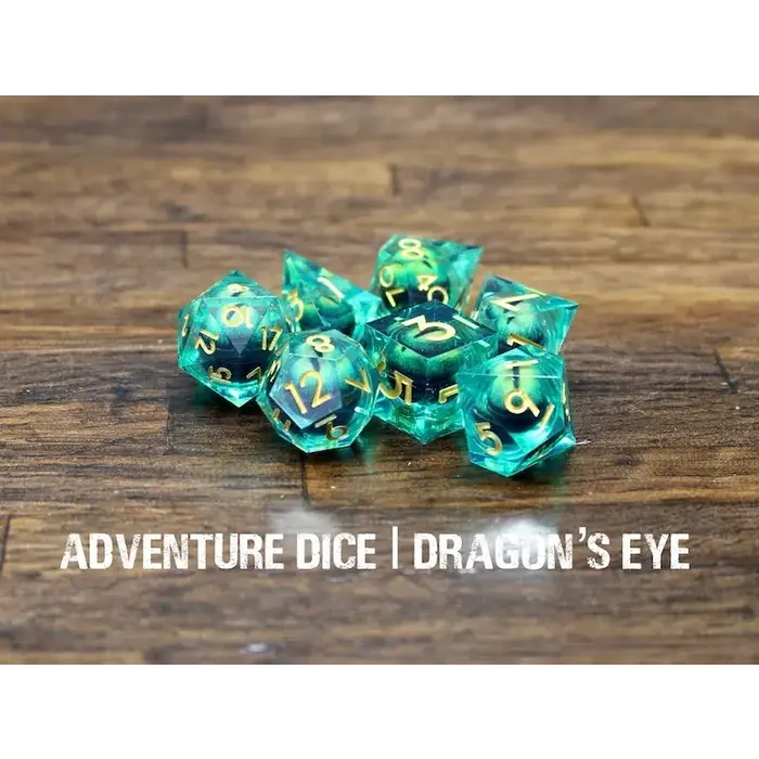 Adventure Dice 7-Piece RPG Premium Liquid Core Dice Set: Dragon's Eye