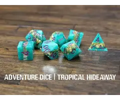 Adventure Dice 7-Piece RPG Premium Sharp Edge Dice Set: Tropical Hideaway