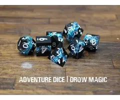 Adventure Dice 7-Piece RPG Premium Sharp Edge Dice Set: Drow Magic