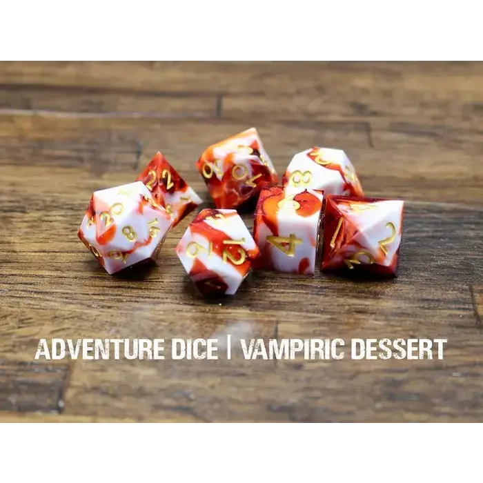 Adventure Dice 7-Piece RPG Premium Sharp Edge Dice Set: Vampiric Dessert