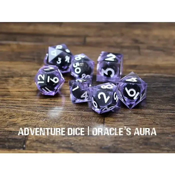 Adventure Dice 7-Piece RPG Premium Liquid Core Dice Set: Oracle's Aura