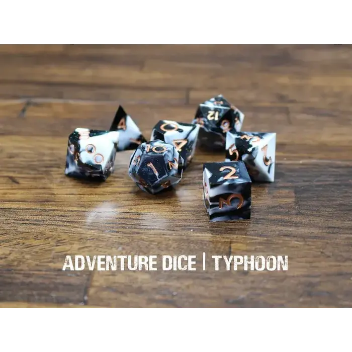 Adventure Dice 7-Piece RPG Premium Sharp Edge Dice Set: Typhoon