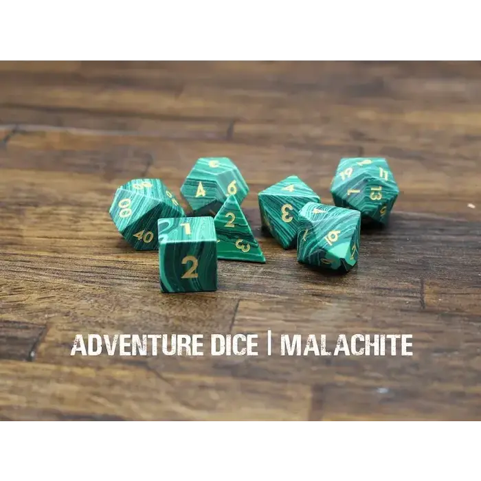 Adventure Dice 7-Piece RPG Premium Gemstone Dice Set: Malachite