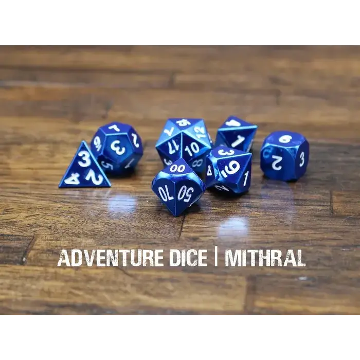 Adventure Dice 7-Piece RPG Premium Metal Dice Set: Mithral