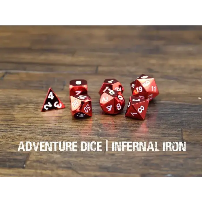 Adventure Dice 7-Piece RPG Premium Metal Dice Set: Infernal Iron