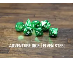 Adventure Dice 7-Piece RPG Premium Metal Dice Set: Elven Steel