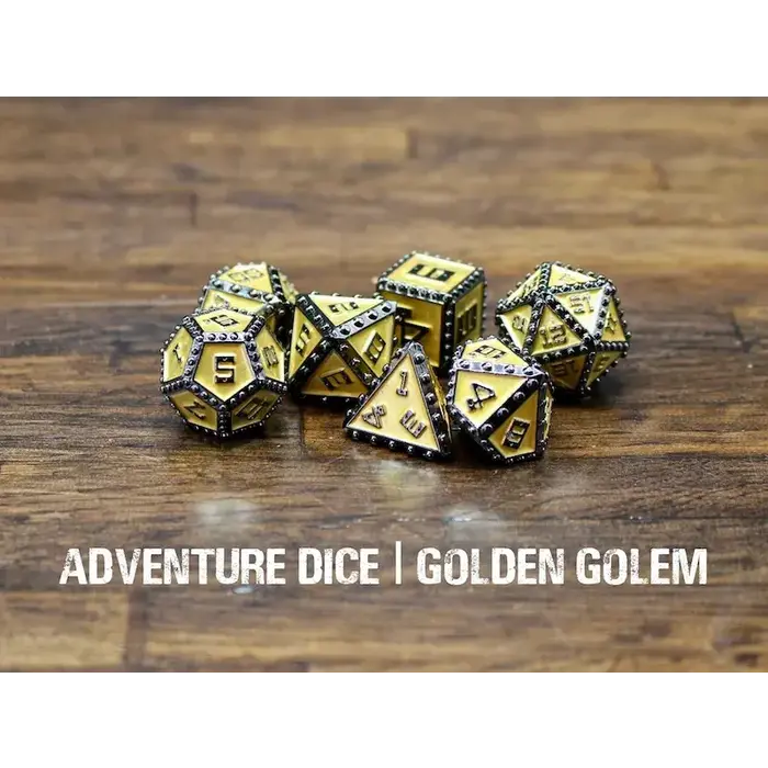 Adventure Dice 7-Piece RPG Premium Metal Dice Set: Golden Golem