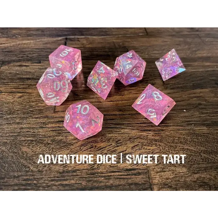 Adventure Dice 7-Piece RPG Premium Sharp Edge Dice Set: Sweet Tart
