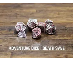 Adventure Dice 7-Piece RPG Premium Metal Dice Set: Death Save