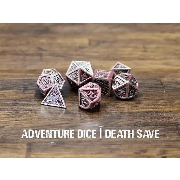 Adventure Dice 7-Piece RPG Premium Metal Dice Set: Death Save