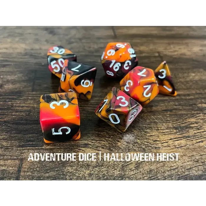 Adventure Dice 7-Piece RPG Dice Set: Halloween Heist