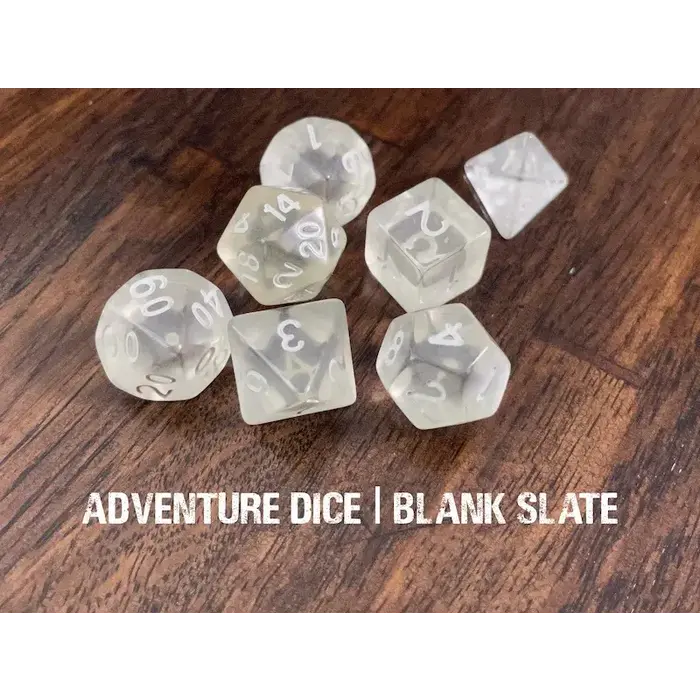 Adventure Dice 7-Piece RPG Dice Set: Blank Slate