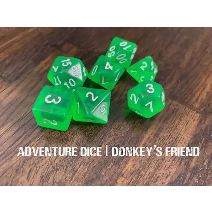 Adventure Dice 7-Piece RPG Dice Set: Donkey’s Friend