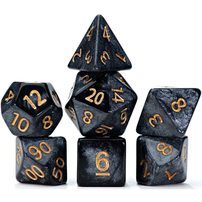 Gate Keeper Games 7-Piece RPG Dice Set: Mercurial - Black Hole