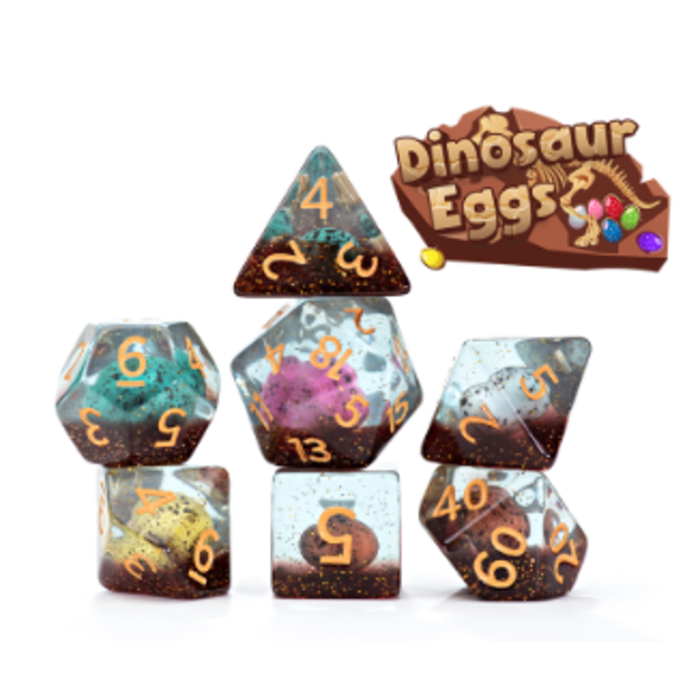 Gate Keeper Games 7-Piece RPG Dice Set: Inclusion - Dinosaur Eggs