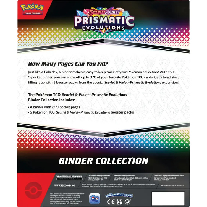 The Pokemon Company International *LIMIT OF 1 PER HOUSEHOLD* Pokemon TCG - Scarlet & Violet Prismatic Evolutions: Binder Collection